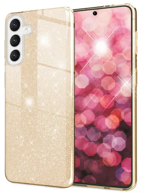 Obrázok produktu pre NALIA Hybridné trblietavé puzdro pre Samsung Galaxy S24 Case, lesklé trblietavé ochranné puzdro so zosilneným silikónom, zlaté