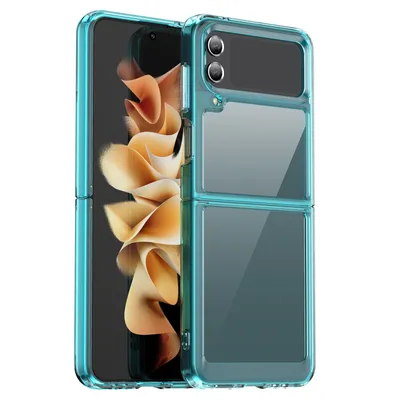 Image de Coque de protection transparente bleue pour Samsung Galaxy Z Flip4 5G. Étui, housse, bumper