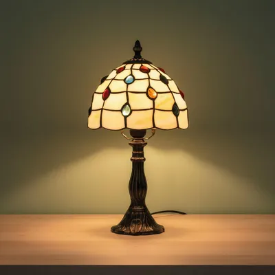 Obrázek produktu pro Stolní lampa Tiffany lampa - Ø 20 x 38 cm - Sklo a kov - Béžová