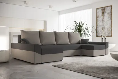 Produktbild von Elegante U-Form Couchgarnitur DAGMAR – hellgrau / grau