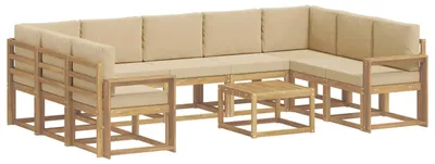Produktbild von vidaXL Outdoor-Sofagarnitur 10 pcs Weiß und Beige 59 x 59 x 37 cm