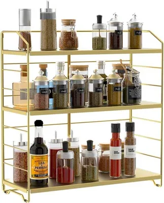 Imagen del producto de Organizador para estantería de cocina, con 3 niveles de altura ajustables, ideal para botellas y vasos