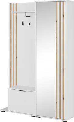 Produktbild von Masseno Garderobe-Set NELIANA 131/192/40 cm Modern Garderobenschrank Weiß