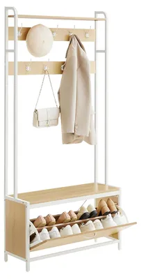 Image de VASAGLE : Porte-manteaux avec rangement chaussures, bancerie et étagères