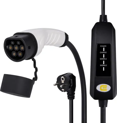 Produktbild von ABSINA Elektroauto Ladekabel Typ 2 Mode 2 Schuko - 6 Meter, 1-phasig, 3kW, 13A - zum Laden an Haushaltssteckdosen