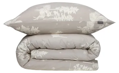 Produktbild von SCHIESSER Bettwäscheset Nordic | Feinbiber | 2-teilig | Winterprint | 100% Baumwolle | Reißverschluss | 135x200cm + 80x80cm | Greige