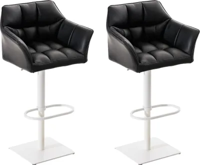 Produktbild von 2er Set Barhocker HLO-CP1 Kunstleder weiß  schwarz