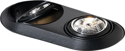Zdjęcie produktu dla QAZQA – nowoczesny okrągły reflektor do zabudowy, czarny GU10 70 mm, 2-punktowy – salony, sypialnie – metalowy owalny – przystosowany do diod LED GU10