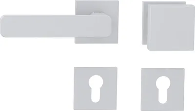 Produktbild von Griffwerk Wechselgarnitur VAYA 265 MINIMAL MODERN Fast2Fix Rosetten eckig Knopf SQUARE Seidenweiß DIN links