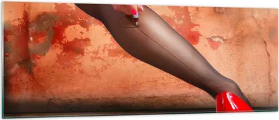 Produktbild von Bilder auf glas - Bein Strumpf Mode Ferse - 140x50cm - Glasbilder - Wandbilder - Kunstdruck - zum Aufhängen bereit - Wanddekoration aus Glas - Glas Bilder - Wandbild auf Glas - GAB140x50-2239