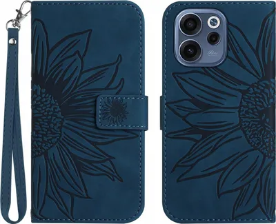 Produktbild von OPPO Reno15 F Hülle - Coverup Sonnenblume Klapphülle mit Schlüsselband - Blau