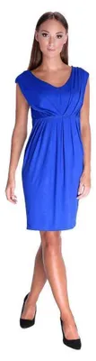 Produktbild von Damen MAMA Kleid Umstandsmode V-Ausschnitt ohne Ärmel; Blau XS/S 34/36