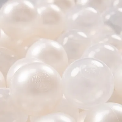 Obrázok produktu pre KiddyMoon Kids 200 ∅ 7 cm loptičiek na hranie loptičiek pre detské plastové loptičky do kúpeľa vyrobené v EÚ, Perleťové/Transparentné