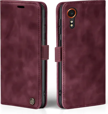 Produktbild von Handy Hülle für Samsung Galaxy Xcover7 Klapphülle Bookcase Flip Cover Handy Tasche Etui Farbe: Weinrot