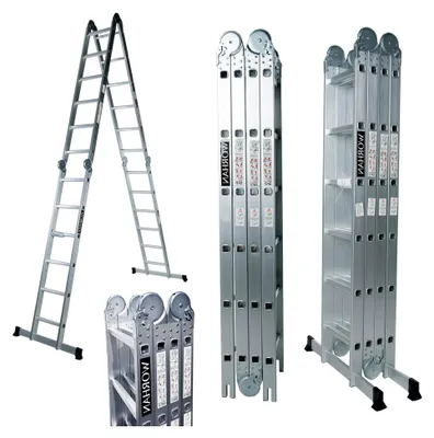 Produktbild von Aluminium Teleskopleiter 670 cm, EN131, Doppelstabilisatoren, 302 cm Trittleiter