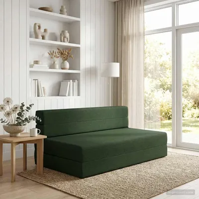 Immagine prodotto di vidaXL Divano letto pieghevole verde scuro 152 x 86,5 x 60 cm in tessuto