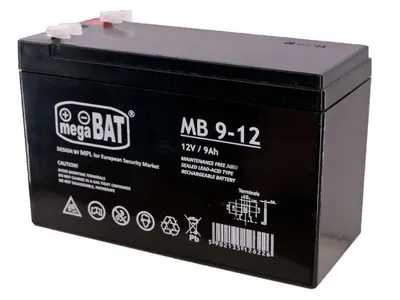Produktbild von MegaBat MB 9-12, Plombierte Bleisäure (VRLA), 12 V, 5 Stück(e), Schwarz, 9 Ah, 2,2 kg