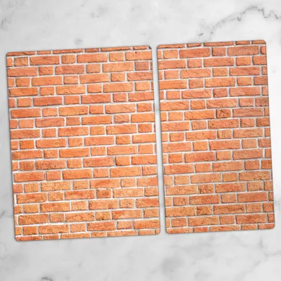 Produktbild von Glas-Herdabdeckplatten Glaskeramikkochfeld-Abdeckung Spritzschutz Glas 70x52 cm Orange Ziegel Ziegelmauer