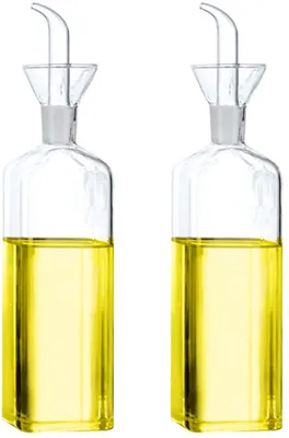 Obrázok produktu pre Fľaša na olej（2*large）, sklenená fľaša, olivový olej, dávkovač, na varenie, olej, ocot, odmerka s výlevkou, do kuchyne a na grilovanie