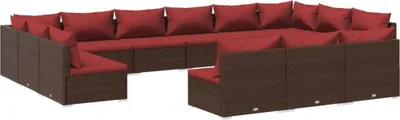 Produktbild von vidaXL 13-tlg. Garten-Lounge-Set mit Kissen Braun Poly Rattan
