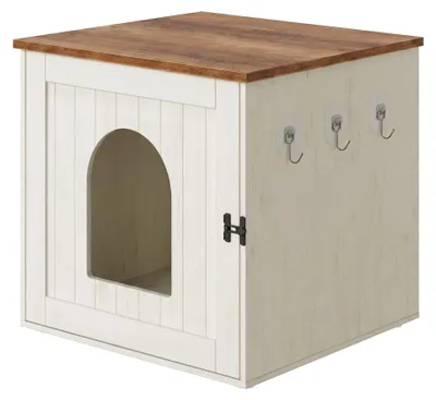 Imagen del producto de Arenero para gatos | Blanco y marrón | 55x50x50 cm