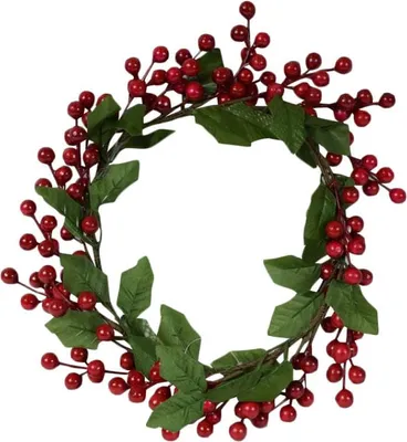 Productafbeelding van Decoratieve eikenbladerenkrans, 30 cm - Rood