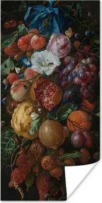 Produktbild von MuchoWow® Poster Früchte und Blumen - Gemälde von Jan Davidsz. de Heem 75x150 cm - Dekoration für die Wände