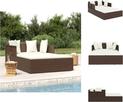 Produktbild von vidaXL Sonnenliege mit Kissen Braun 182x118x63 cm Poly Rattan -  Gartenbetten