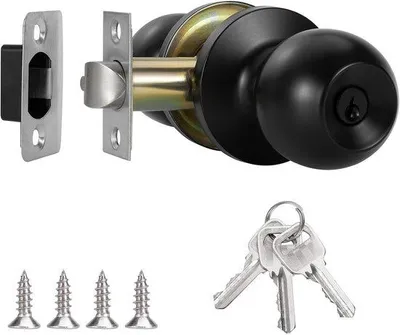 Produktbild von RVS-Schloss mit Schlüssel - Innentürbeschläge für Schlafzimmer - für Zuhause und Büro geeignet - für Türstärken 25-45mm - Schwarz