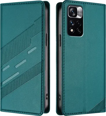 Produktbild von Hülle für Xiaomi Redmi Note 11 Pro+ 5G, Kunstleder Brieftaschen Handyhülle mit Kartenfach und Standfunktion Grün