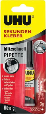 Produktbild von UHU Sekundenkleber, Flüssigkeit, RoHS, REACH, CE, Sichtverpackung, 1 Stück(e), Deutschland