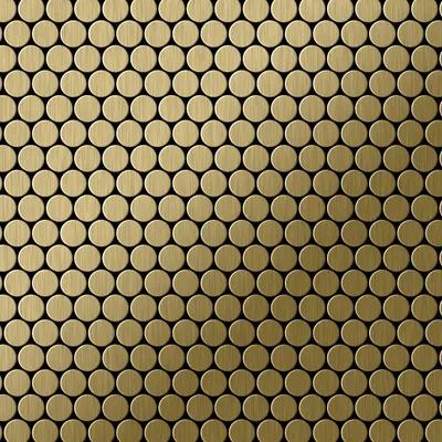 Produktbild von Mosaik Fliese massiv Metall Titan gebürstet gold 1,6mm stark Penny-Ti-GB