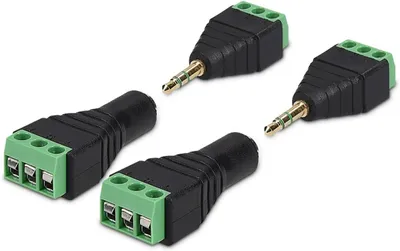 Produktbild von kwmobile 2x 3,5 mm Klinkenstecker Adapter - Klinke auf 3-Pin Audio Kabel Terminal Block Set - Terminalblock 3.5 mm Klinke 3-polig - Schraubbefestigung