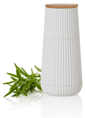 Immagine prodotto di Macinino per pepe eda tavolo, modello Scape, colore bianco, macinino in Vetroceramica CeraCut®, corpo in plastica/legno di quercia, diametro: 5,8 cm, altezza: 12,3 cm
