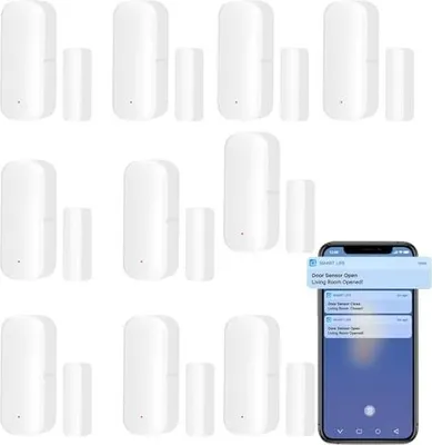 Produktbild von 10 x Zigbee Smart Doorsensor, Fenstersensor - Tuya Wireless Alarm App Push -Benachrichtigungen, Kontakt Home Security Automation