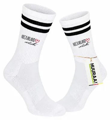 Produktbild von Huuraa Uni Socken Neckarland verliebt 37/41 Black Baumwolle Tennissocken Geschenkidee, KI-generiertes Bild