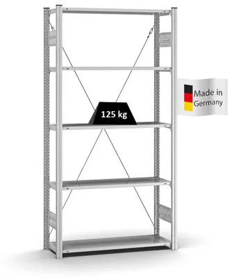 Produktbild von PROREGAL Profi-Lagerregal Stecksystem MAGNUS  Germany | HxBxT 200x100x30cm | Fachlast 125kg | Verzinkt