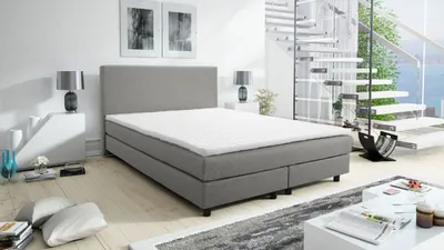 Produktbild von Boxspringbett Boxbett Glenn 1 Hotelbett 140x200 Bonellfederkern Bett Topper hellgrau