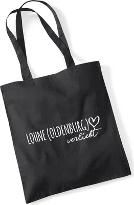 Produktbild von Huuraa Jutebeutel Lohne Oldenburg verliebt 10 Liter Black Baumwolle Tasche Geschenkidee