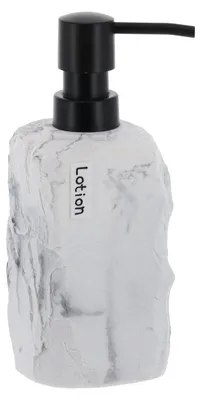 Image de TENDANCE | Distributeur de savon liquide à pompe - Distributeur de savon - blanc - 400 ml - Distributeur de savon - aspect marbre - Accessoires de salle de bain