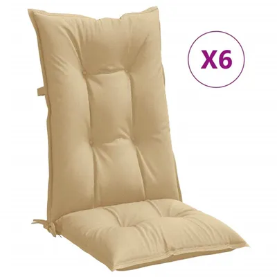 Image de vidaXL Coussins de chaise à haut dossier 6 pcs. Melange Beige 120x50x7 cm Tissu