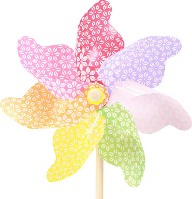 Produktbild von Windrad Deko Windmühle Bunt Natur Garten Ø21,5cm H55cm 3St