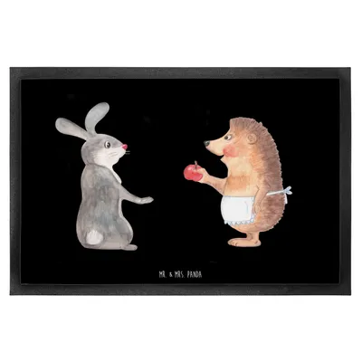 Produktbild von Mr. & Mrs. Panda Fussmatte Hase Igel 60 x 90 cm - Schwarz - Geschenk, Sauberlaufmatte, Bodenvorleger, Herzschmerz, fußmatte, Schuhabstreifer, Trennungsschmerz, und