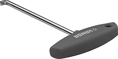 A tool with a gray handle and a silver metal shaft, shown against a white background.