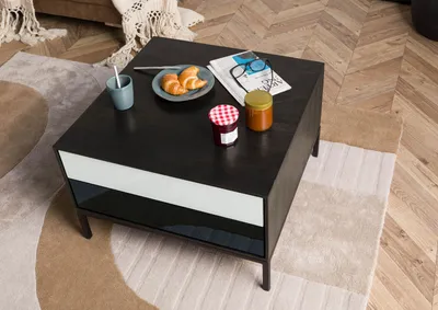 Produktbild von MASSIVMOEBEL24 Couchtisch Mango 67x67x43 dunkelgrau geölt CHICAGO #213