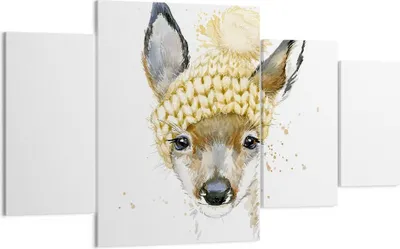 Produktbild von Bild auf Leinwand - Leinwandbild - Tier Hut Hirsch modern - 160x90cm - Wand Bild - Wanddeko - Leinwanddruck - Bilder - Kunstdruck - Wanddekoration - Leinwand bilder - Wandkunst - DL160x90-2861