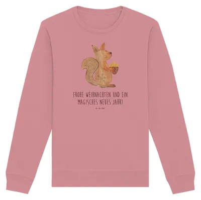 Produktbild von Mr. & Mrs. Panda Bio Sweatshirt Eichhörnchen Weihnachten Größe M - Canyon Pink - Geschenk, Weihnachtsgruß, Pullover, Weihnachtsmotiv, Bio-Pullover, Baumwoll, Sweater