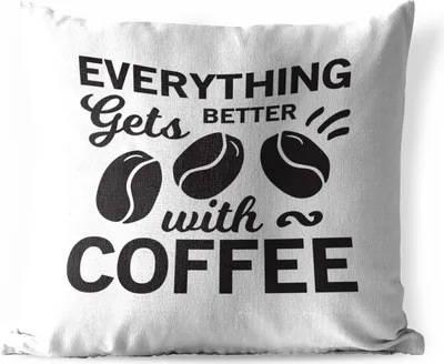 Produktbild von MuchoWow® Outdoor Kissen - Mit Kaffee wird alles besser - Sprichwörter - Zitate - Kaffee - 60x60 cm - Wetterfest - Lounge Kissen - Dekoration - Schlaf Kissen