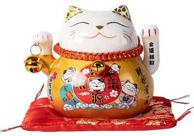 Glückskatze aus Keramik, 10,5 cm, Maneki Neko, Dekofigur