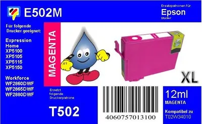 Produktbild von 502XL TiDis Tintenpatrone magenta mit 12 ml Inhalt ersetzt T02W34010